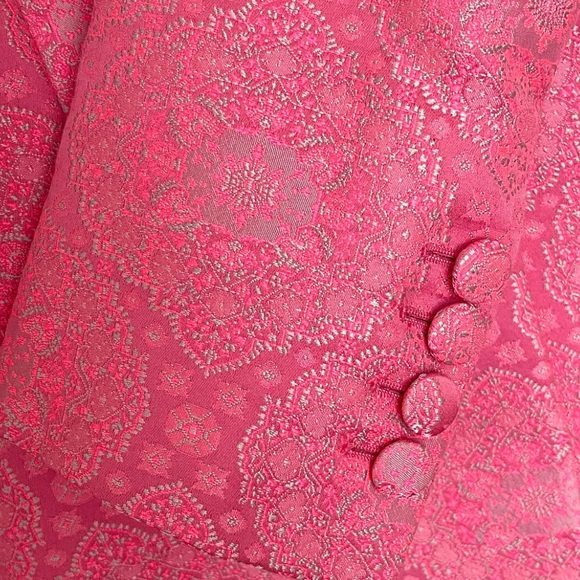 Stella McCartney Bright Pink Floral Paisley Jacquard Long Line Blazer Jacket - Picture 4 of 17